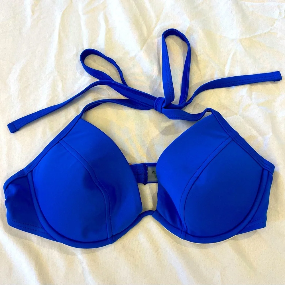 Victoria’s Secret Halter Bikini Swimsuit Top Push Up Removable Padding Size 34B - Picture 1 of 14